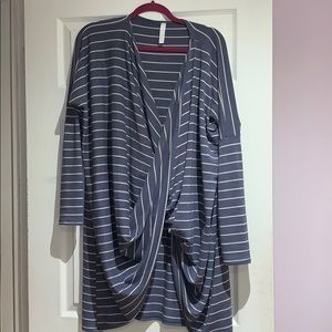 Blue and white striped long sleeve shirt